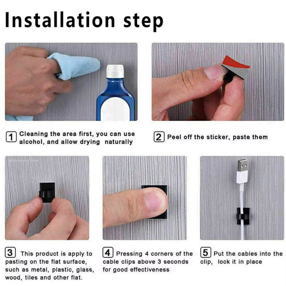 10/50PCS Cable Management Clip Guiding Line Wire Arrangement Protector Fixations Cord Holder Clearance WINDER Clips Attache Home