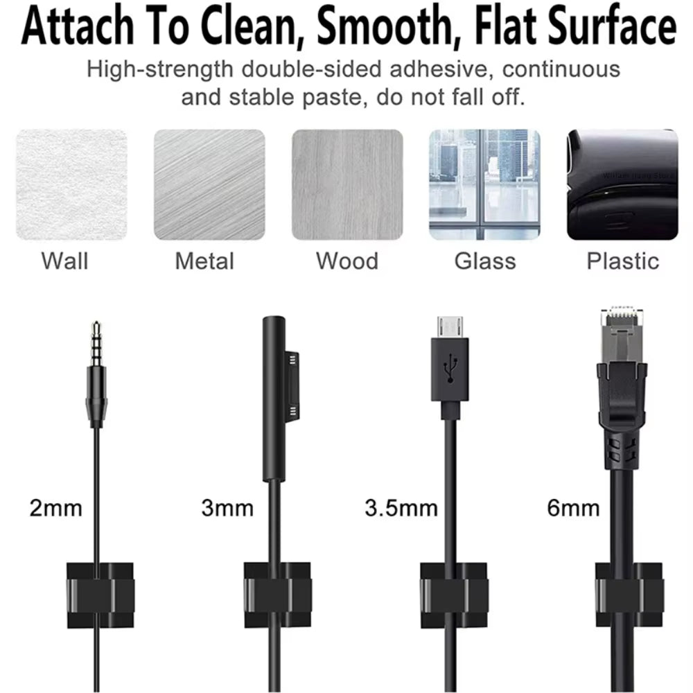 10/50PCS Cable Management Clip Guiding Line Wire Arrangement Protector Fixations Cord Holder Clearance WINDER Clips Attache Home