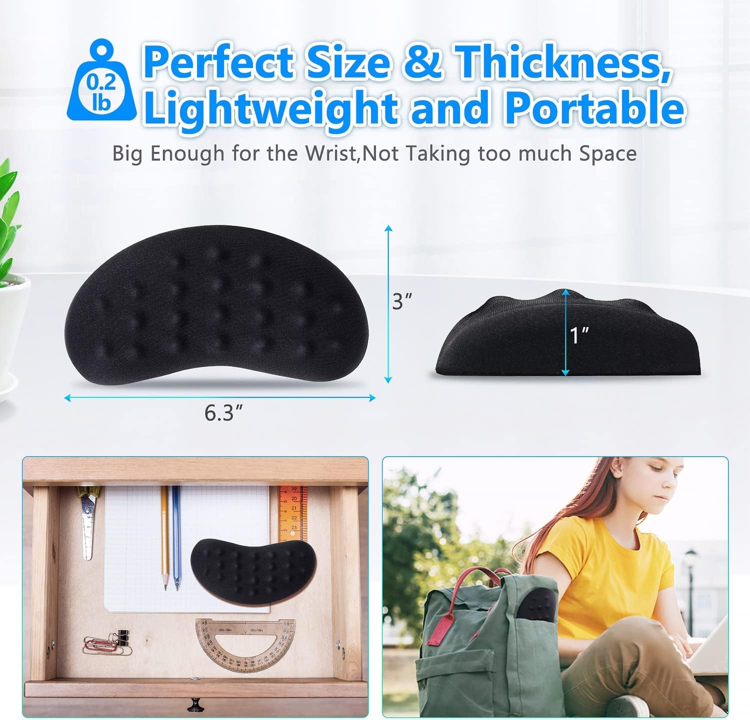 Mouse Wrist Rest, Pop It Fidget Wrist Support for Mouse-Pressure Relief, Ergonomic Memory Foam Mouse Wrist Pad with Massage Notes for Computer, Laptop, Office Work, PC Gaming-Wrist Pain Relief