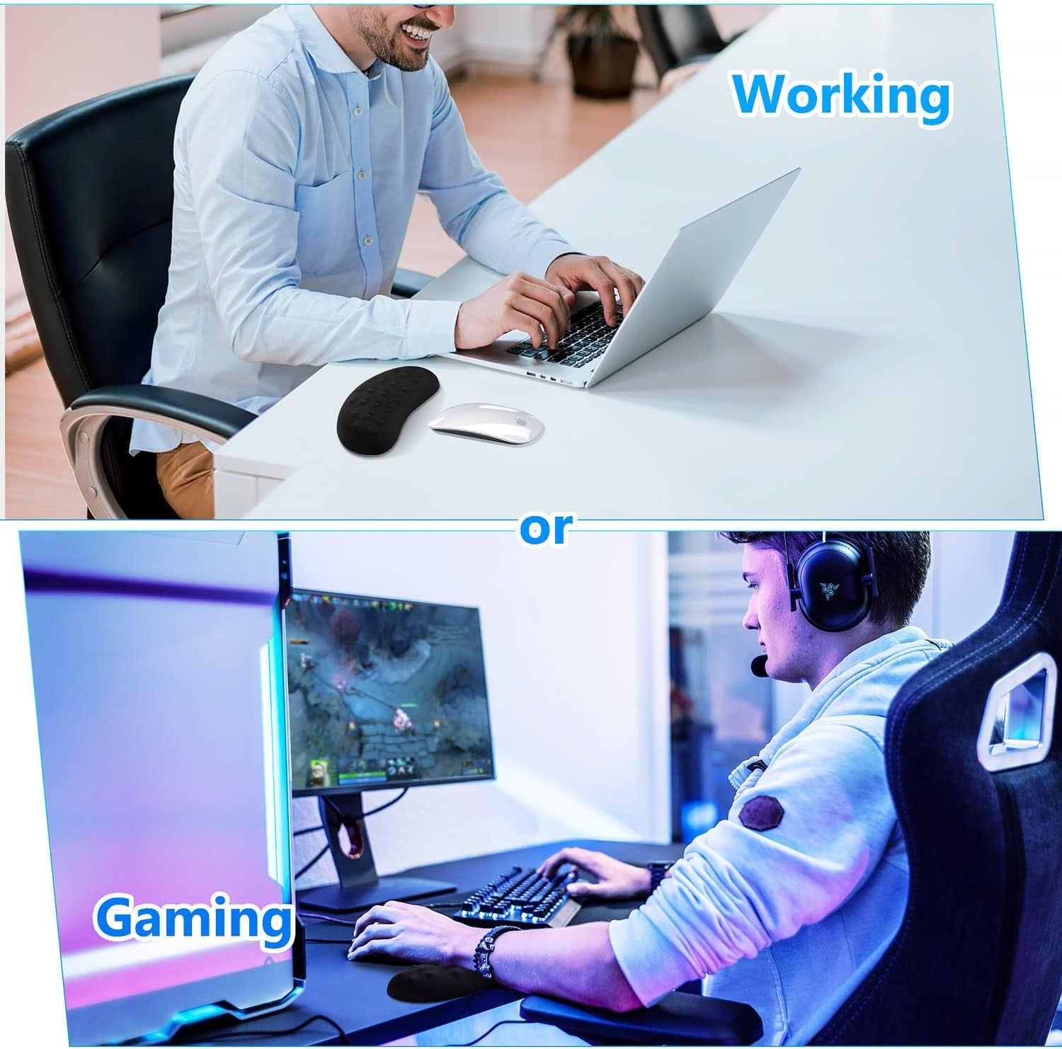 Mouse Wrist Rest, Pop It Fidget Wrist Support for Mouse-Pressure Relief, Ergonomic Memory Foam Mouse Wrist Pad with Massage Notes for Computer, Laptop, Office Work, PC Gaming-Wrist Pain Relief