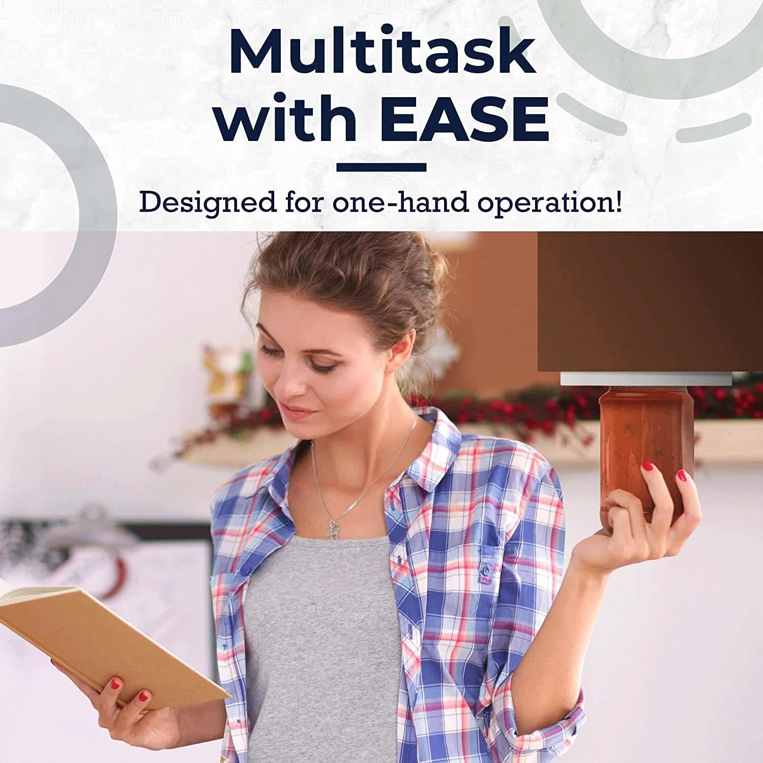 Jar Opener - under Cabinet Jar Lid & Bottle Opener - Opens Any Size Jar