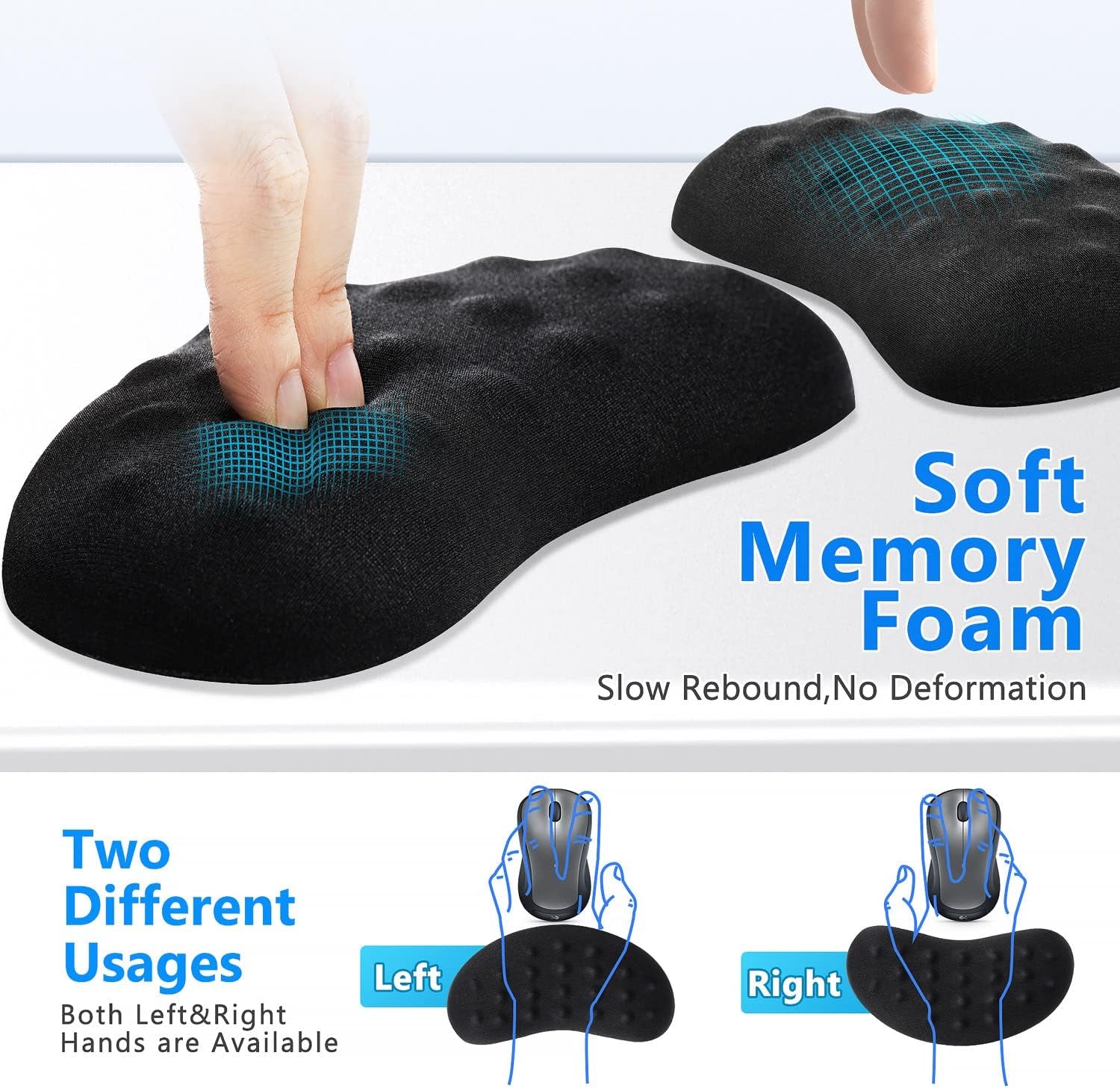 Mouse Wrist Rest, Pop It Fidget Wrist Support for Mouse-Pressure Relief, Ergonomic Memory Foam Mouse Wrist Pad with Massage Notes for Computer, Laptop, Office Work, PC Gaming-Wrist Pain Relief