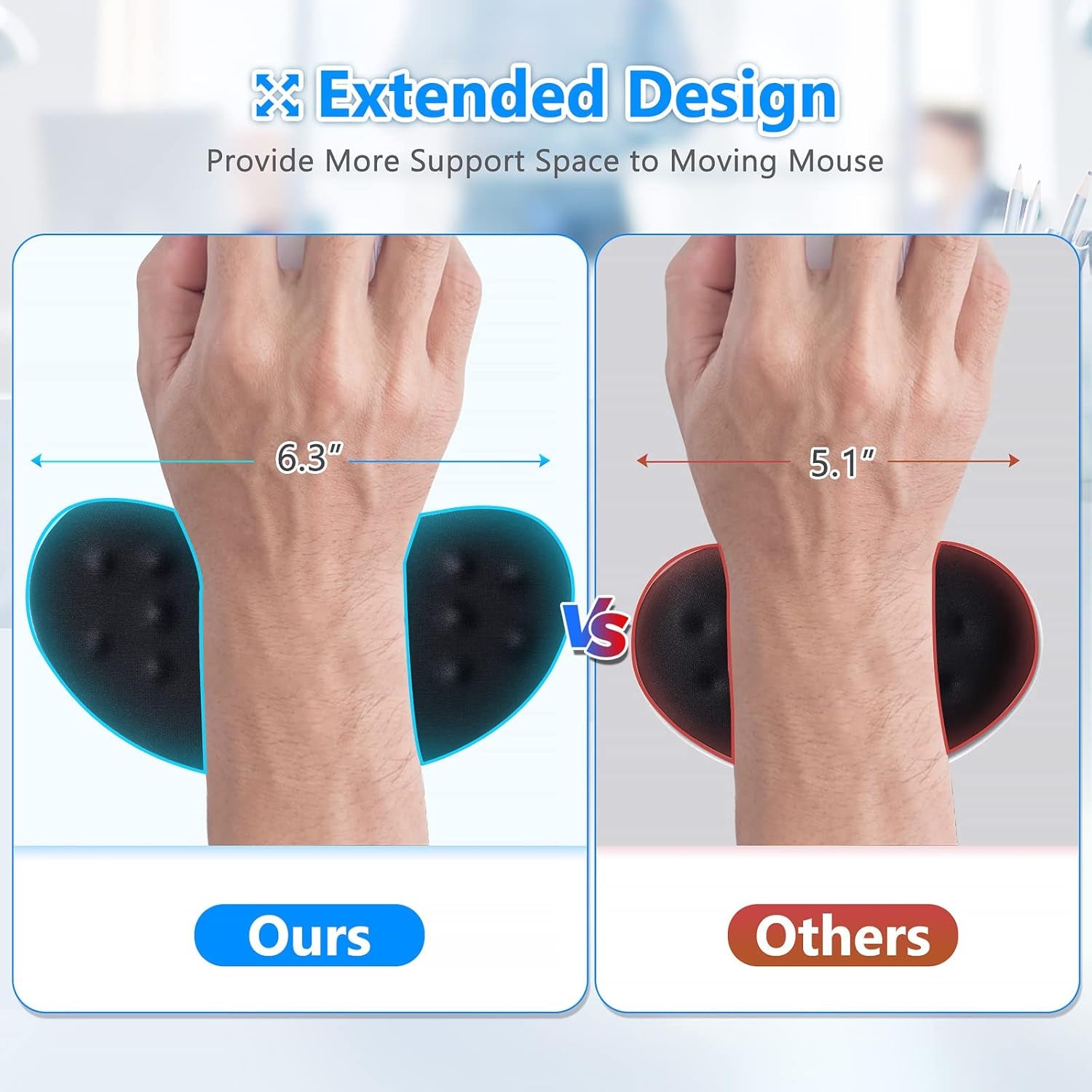 Mouse Wrist Rest, Pop It Fidget Wrist Support for Mouse-Pressure Relief, Ergonomic Memory Foam Mouse Wrist Pad with Massage Notes for Computer, Laptop, Office Work, PC Gaming-Wrist Pain Relief