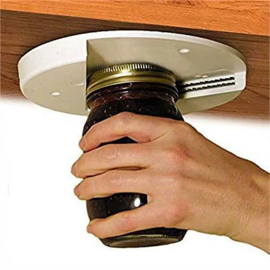 Jar Opener - under Cabinet Jar Lid & Bottle Opener - Opens Any Size Jar