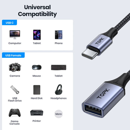 USB C to USB a Dapter OTG Cable Type C Male to USB 2.0 Female Cable for Macbook Pro Samsung Type C Adapter